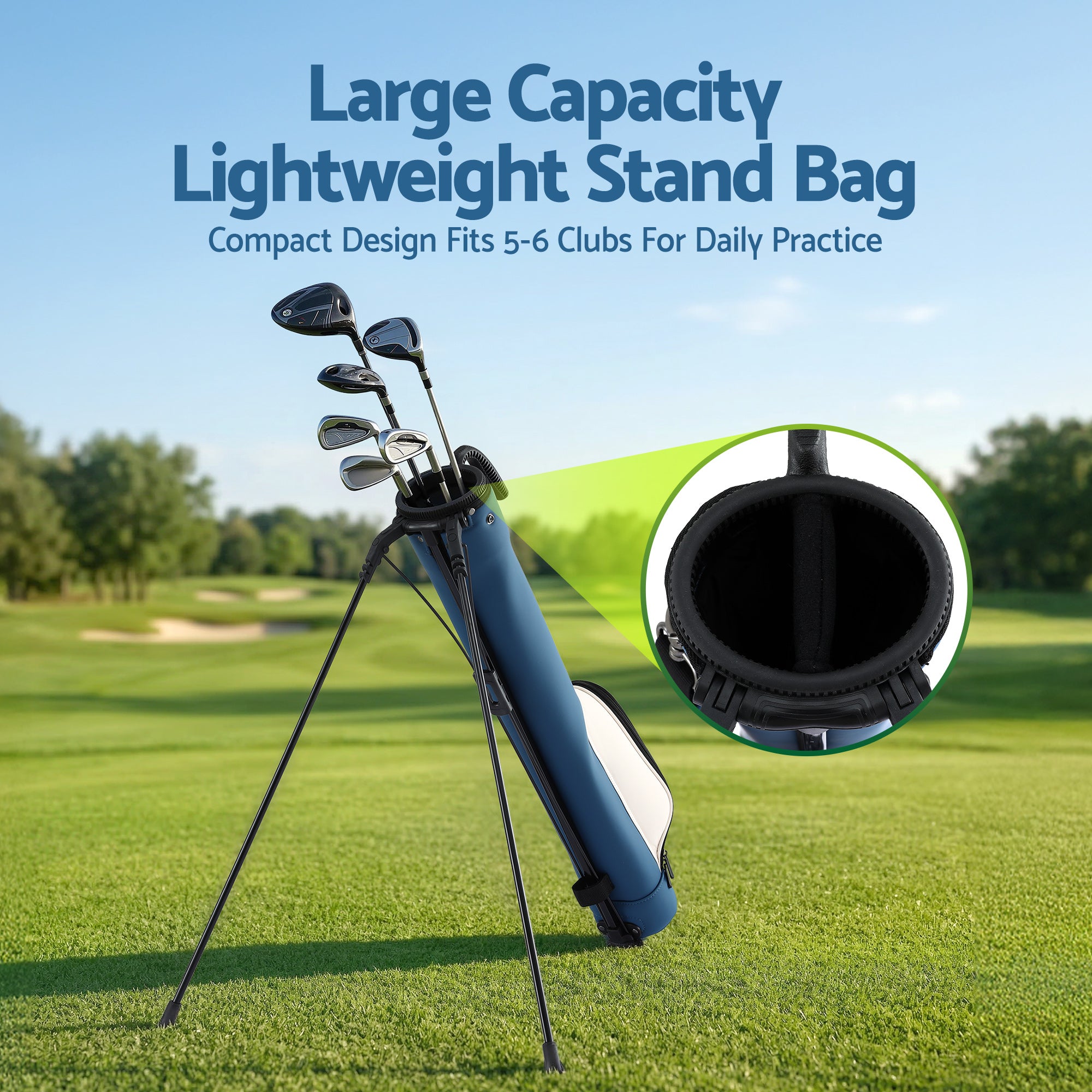 Everfit Golf Stand Bag Lightweight Sunday Pitch And Putt Bag Blue