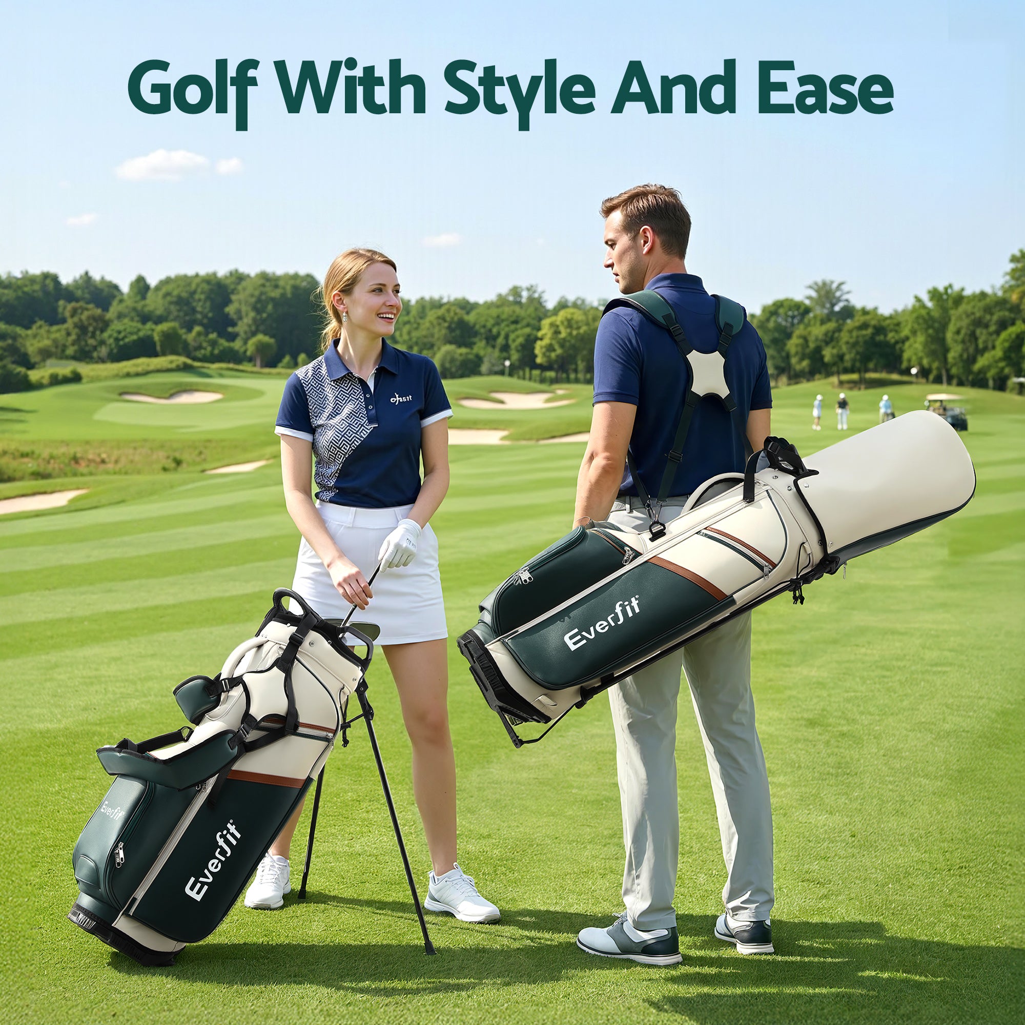 Everfit Golf Stand Bag Lightweight Carry Bag Dual Strap Club Divider
