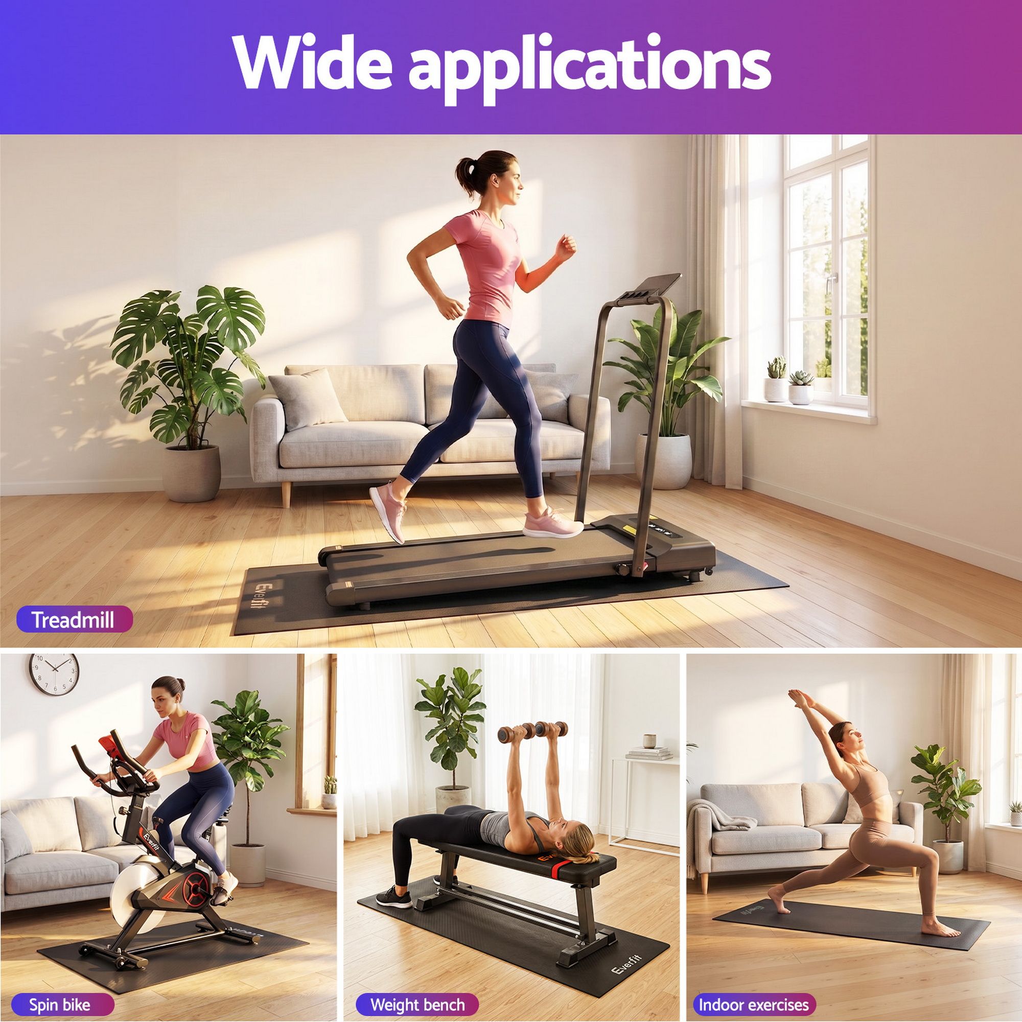 Everfit Exercise Equipment Mat Treadmill Floor Rug Home Gym Fitness Yoga 1.5M