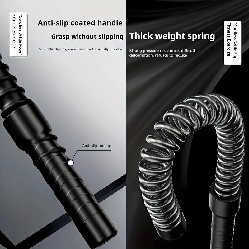 Cordless Battle Rope Home Gym Equipment Australia HIIT Training Rope Portable - Black - Size 01