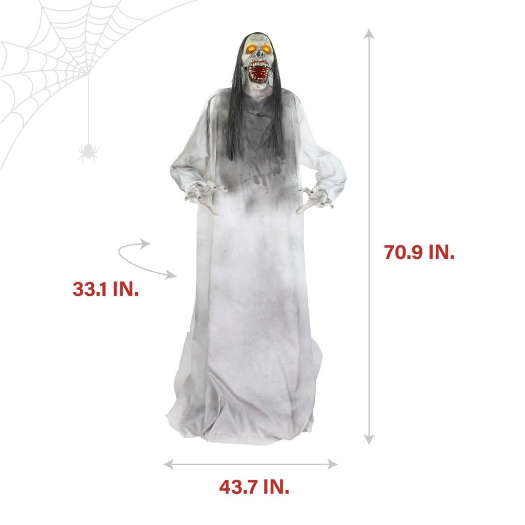 70.9in. Motion-Activated Animatronic Lurching Woman | 70.9In. Lurching Woman, Motion-Activated Lights and Sound, Indoor or Outdoor Creepy Decoration