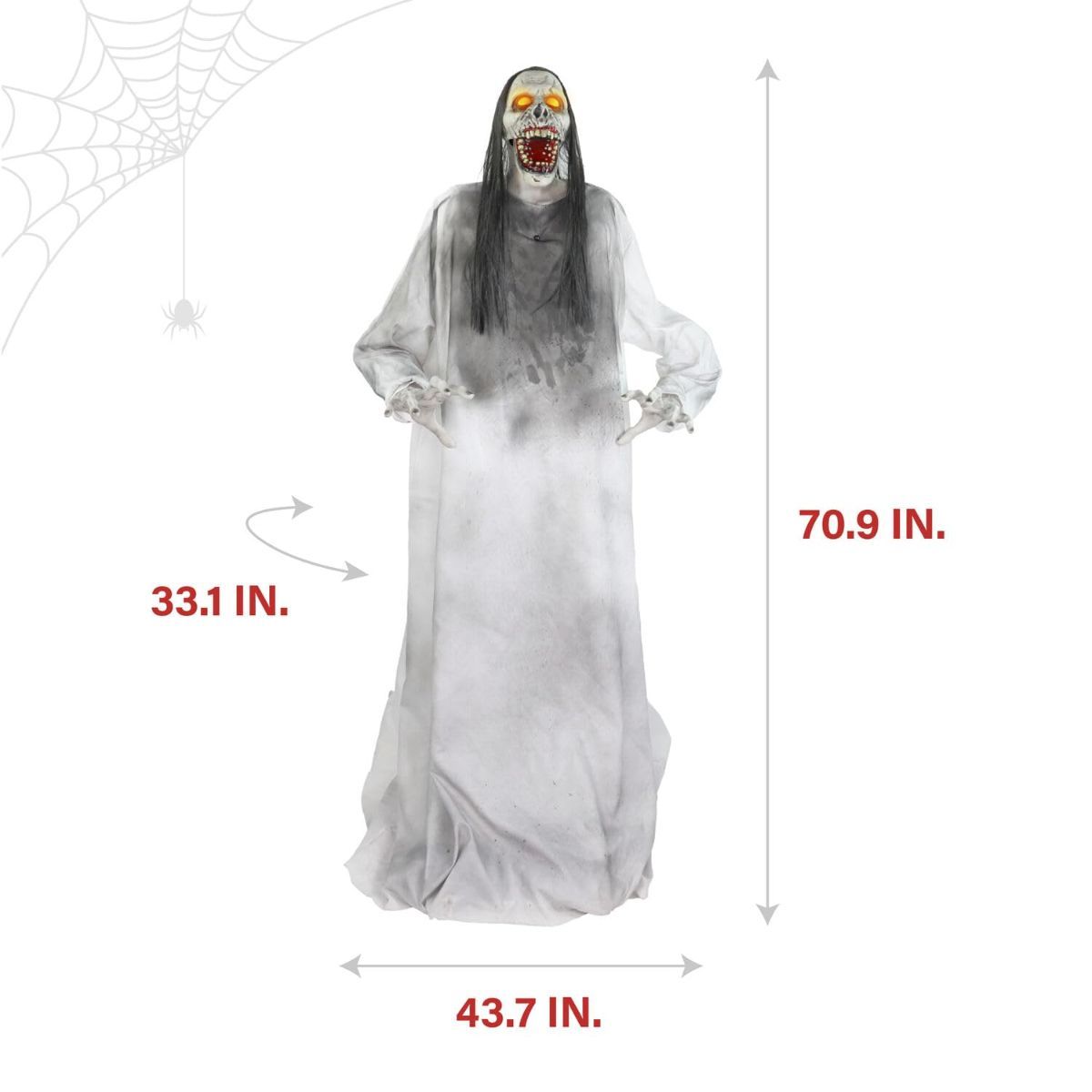 70.9in. Motion-Activated Animatronic Lurching Woman | 70.9In. Lurching Woman, Motion-Activated Lights and Sound, Indoor or Outdoor Creepy Decoration