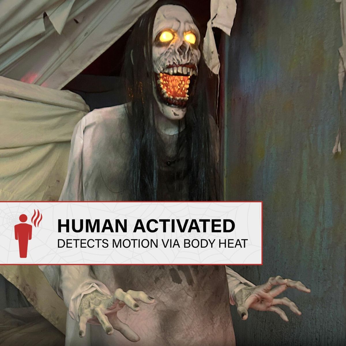 70.9in. Motion-Activated Animatronic Lurching Woman | 70.9In. Lurching Woman, Motion-Activated Lights and Sound, Indoor or Outdoor Creepy Decoration