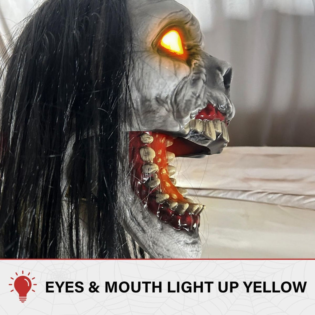 70.9in. Motion-Activated Animatronic Lurching Woman | 70.9In. Lurching Woman, Motion-Activated Lights and Sound, Indoor or Outdoor Creepy Decoration