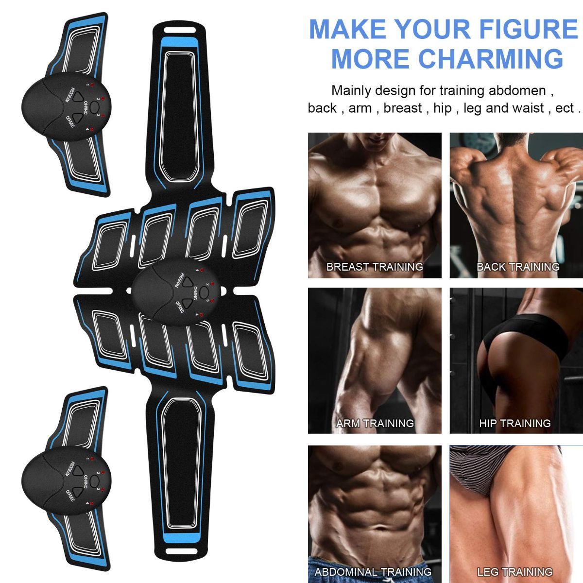 Fitness Belt Abs Stimulator Muscle Training Fitness Workout Equipment Ab Core Toner Belt for Abdominal/Arm/Leg for Home Use