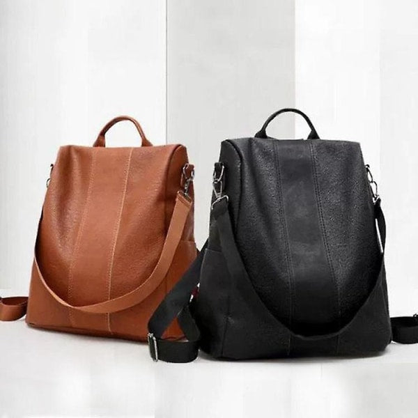 Women's Backpack Women's Leather Backpack School Bag Black/Brown Large Capacity All Match Fashion 1st Black