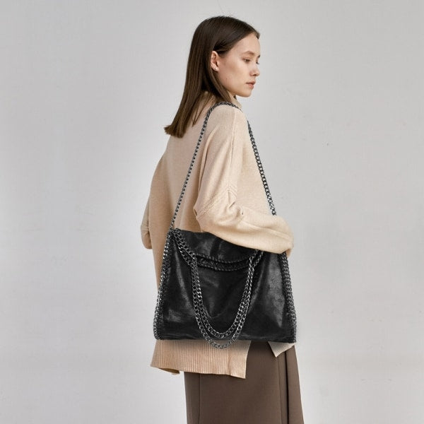 Shoulder bag women chain luxury handbag chain soft bag crossbody bag women handbag Black-WELLNGS