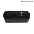 Women's Multi-Pocket Felt Handbag Insert Organizer, Black, Size M