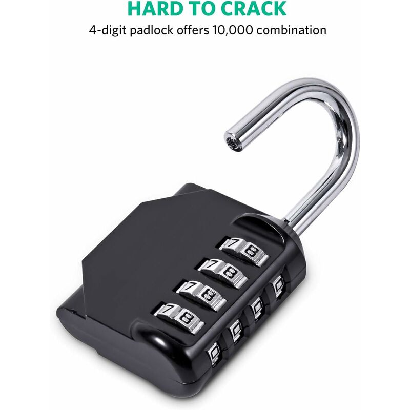 Padlock, Code Lock, Gym Lock, Waterproof Outdoor 4 Digit Resettable Combination Lock For School Gym Locker, Shed,