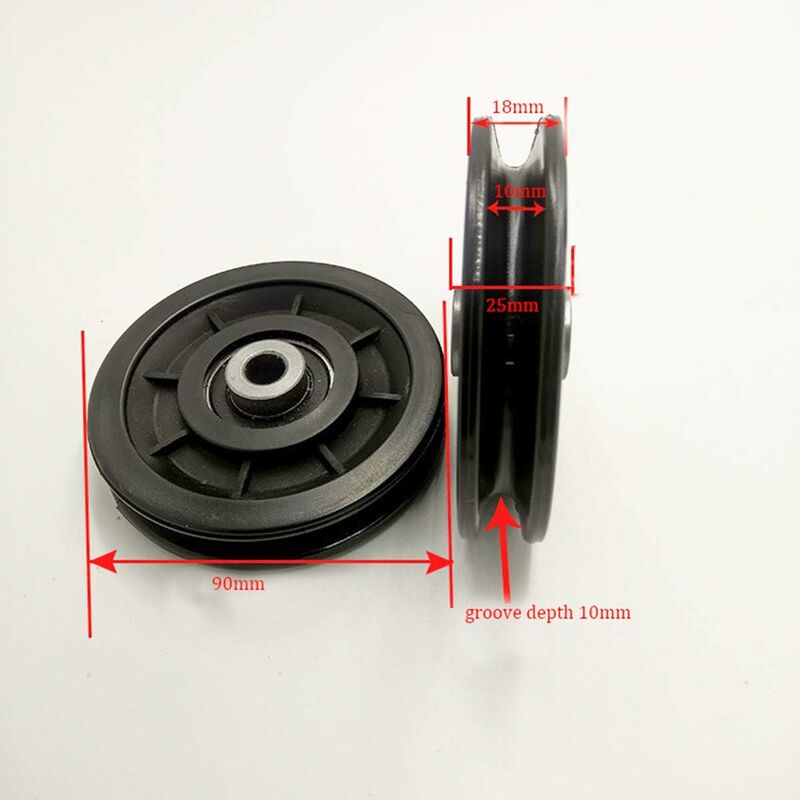 90Mm Bearing Nylon Pulley, Muscle Training Pulley, Universal Wheel For Cable Machine Gym Equipment Garage Door, Sliding