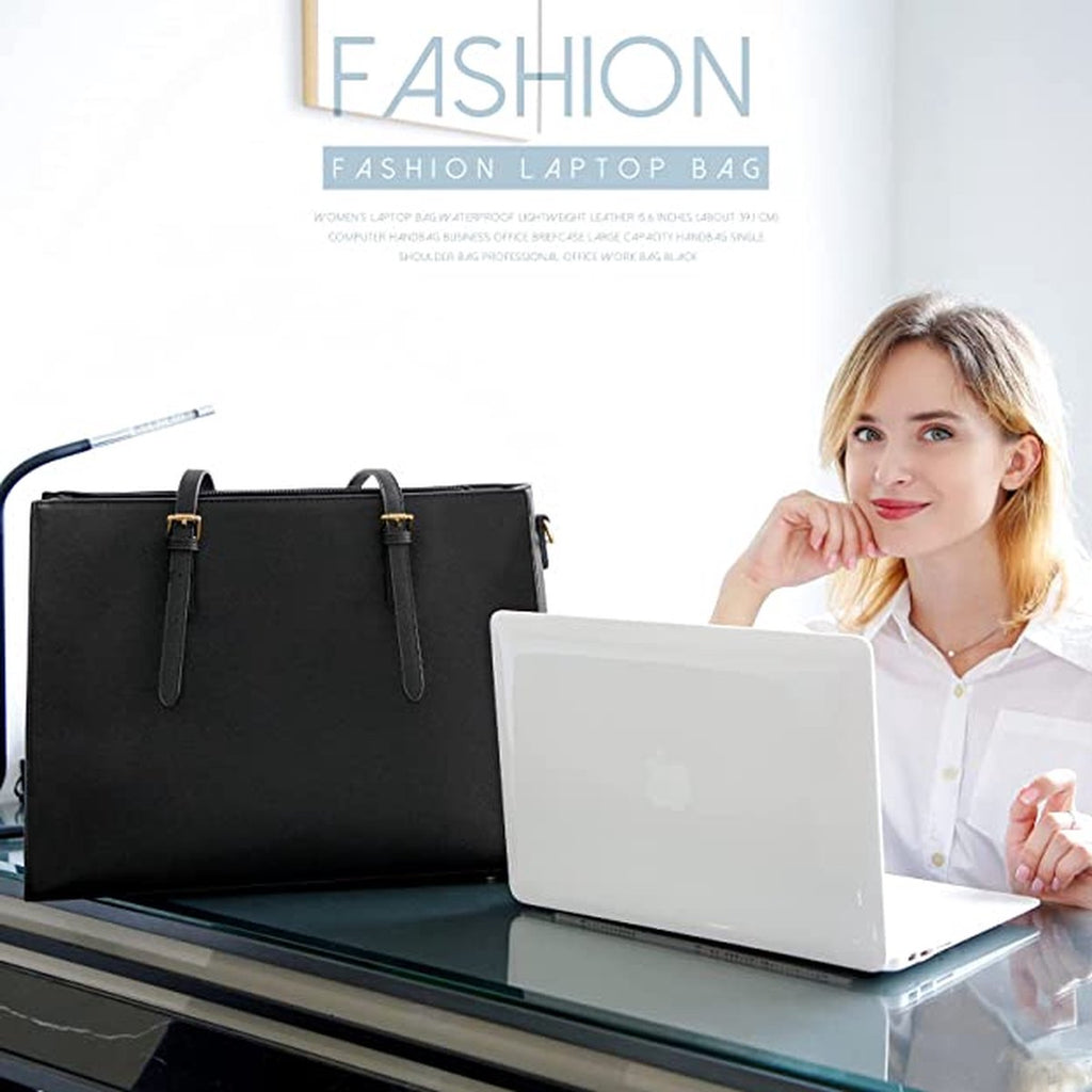 Wrapped Delights - Women's Large Black Shopper Handbag, Leather Shoulder Bag, Work Bag, Large Laptop Bag, Business School Bag (15.6 inches)