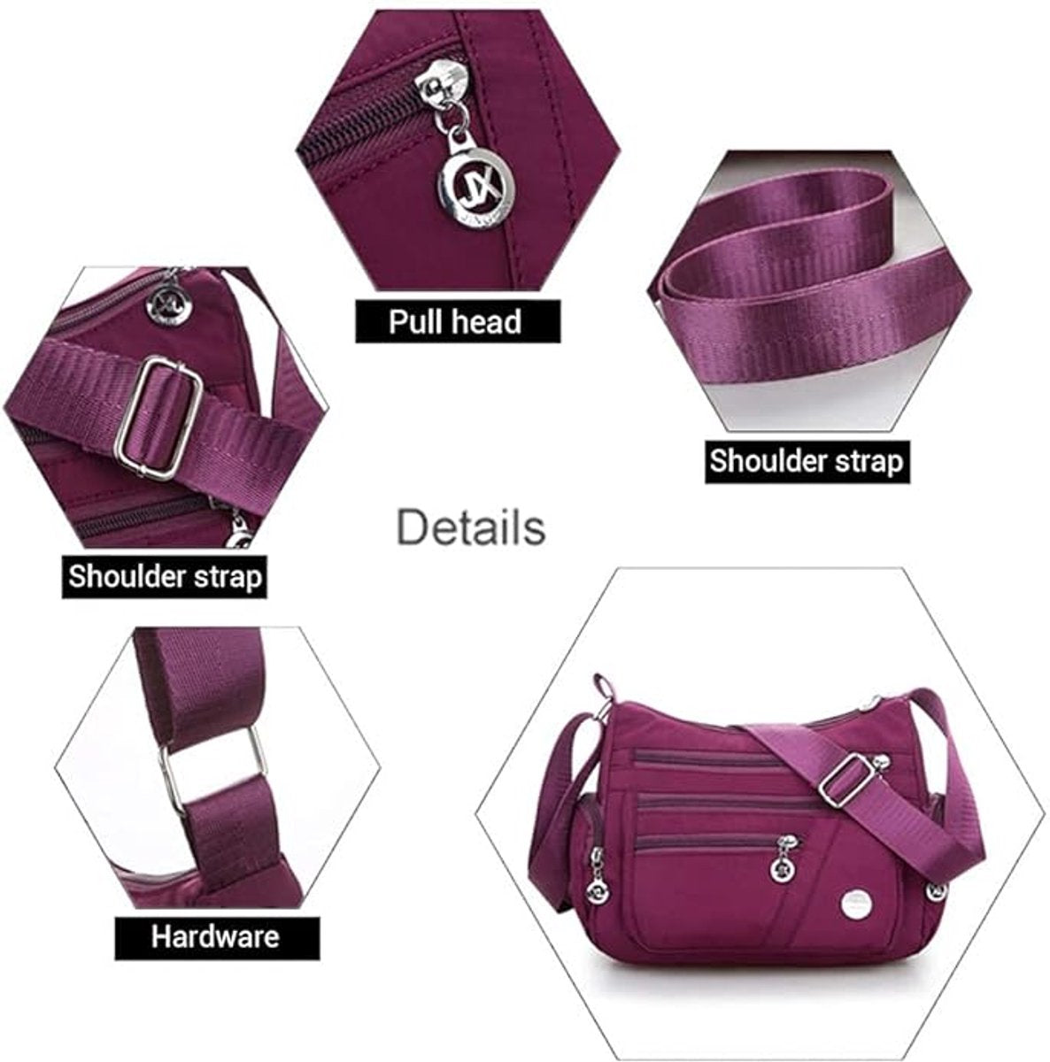 Handbags Nylon shoulder bag, multi-pocket handbag with large capacity, casual messenger bag for women, waterproof nylon shoulder bag, messenger bag, anti-theft handbag