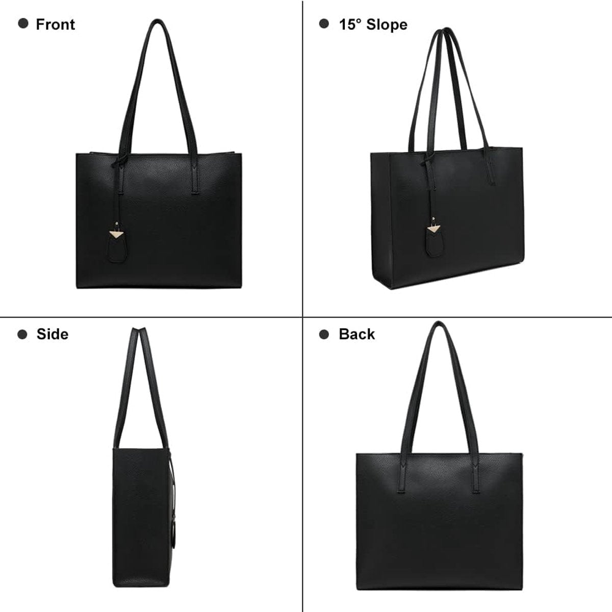 Handbags, large women's shopping bags, fashion, school, work, casual bags with zipper, A-black, western style