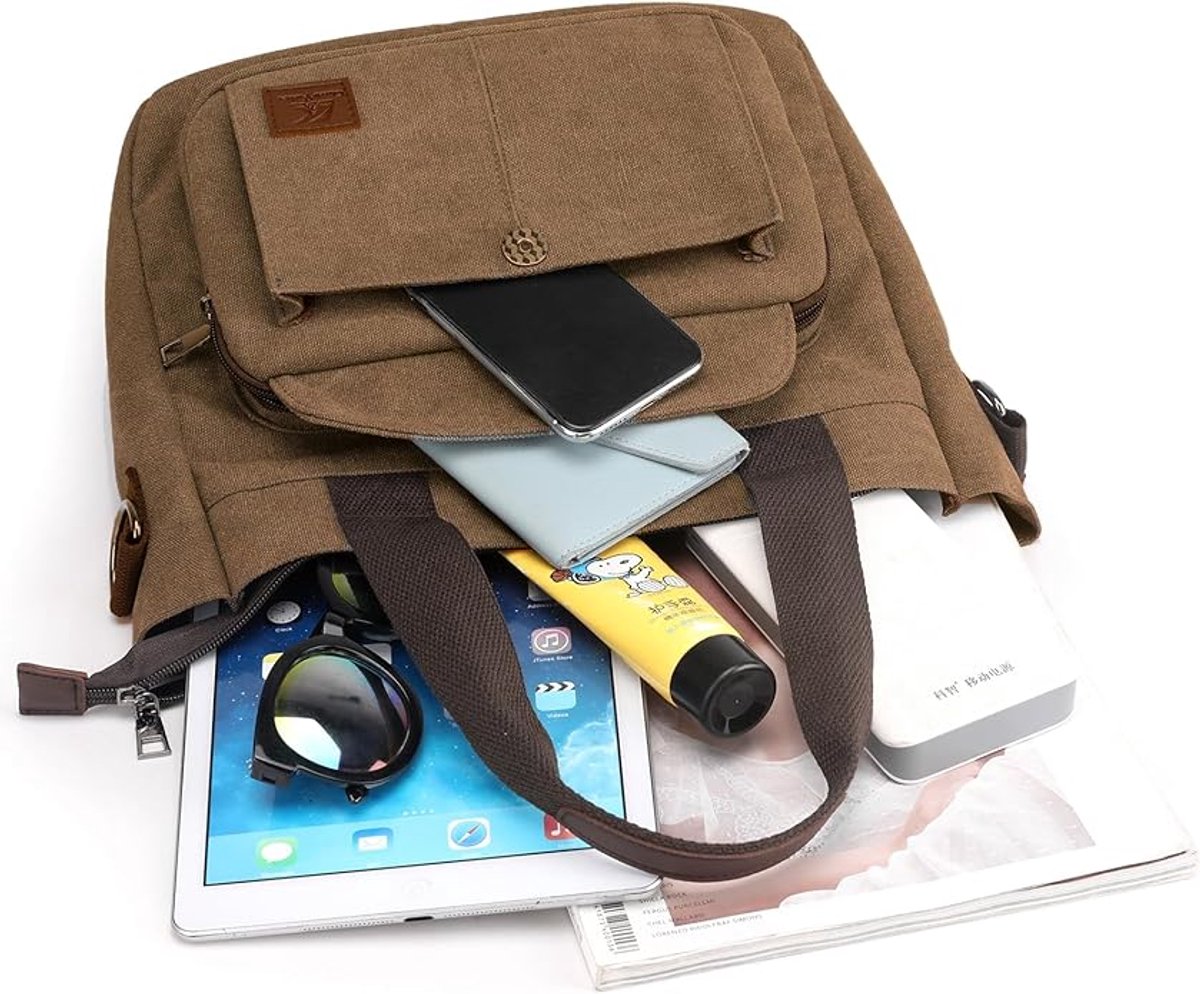 Handbags, shopping bags, women's canvas tote bags, shoulder bags, casual crossbody bags, multi-compartment handbags, vintage style, suitable for work, travel or university
