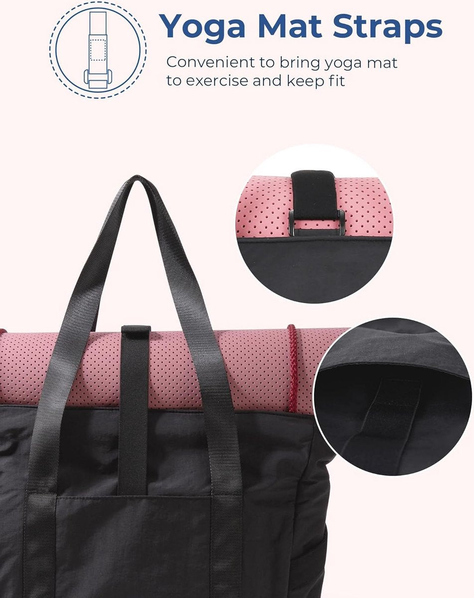 Women's Handbags - Zippered Tote Bag - Large Shoulder Bag - School Bag - Crossbody Bag - Laptop Bag - Handbag - Tote Bag - Weekend Bag - Shopping Bag - Beach Bag - Yoga/Fitness/Travel Bag - Black