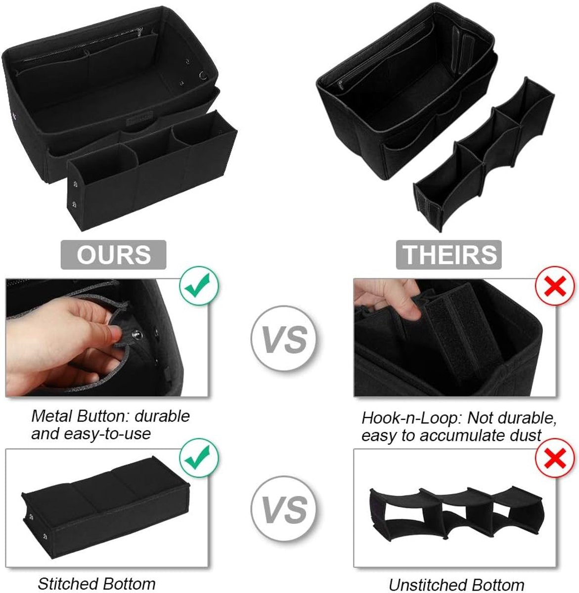 Handbags, shopping bags, women's bag with storage pouch, black