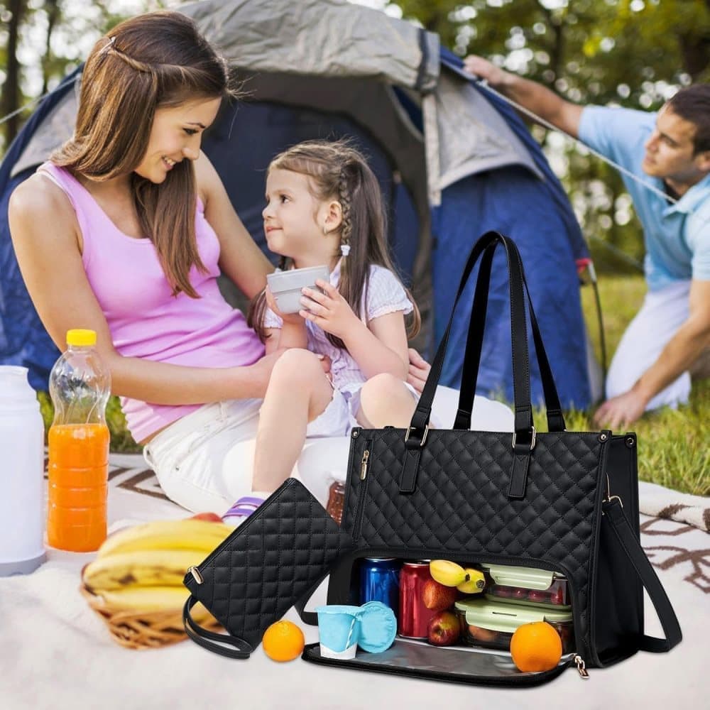 2-in-1 Insulated Leak-Proof Cooler Laptop Handbag and Lunch Bag, 15.6 inch, Green