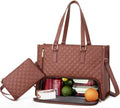 15.6 Inch 2-in-1 Insulated Leak-Proof Handbag and Lunch Bag Cooler Laptop Bag for Work, Brown