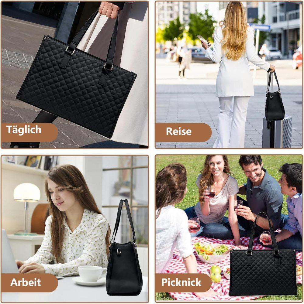 15.6 Inch 2-in-1 Insulated Leak-Proof Handbag and Lunch Bag Cooler Laptop Bag for Work, Brown