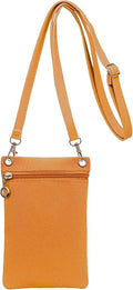 19cm x 12.5cm Mobile Phone Bag with Shoulder Strap, Lychee Texture Handbag in Yellow