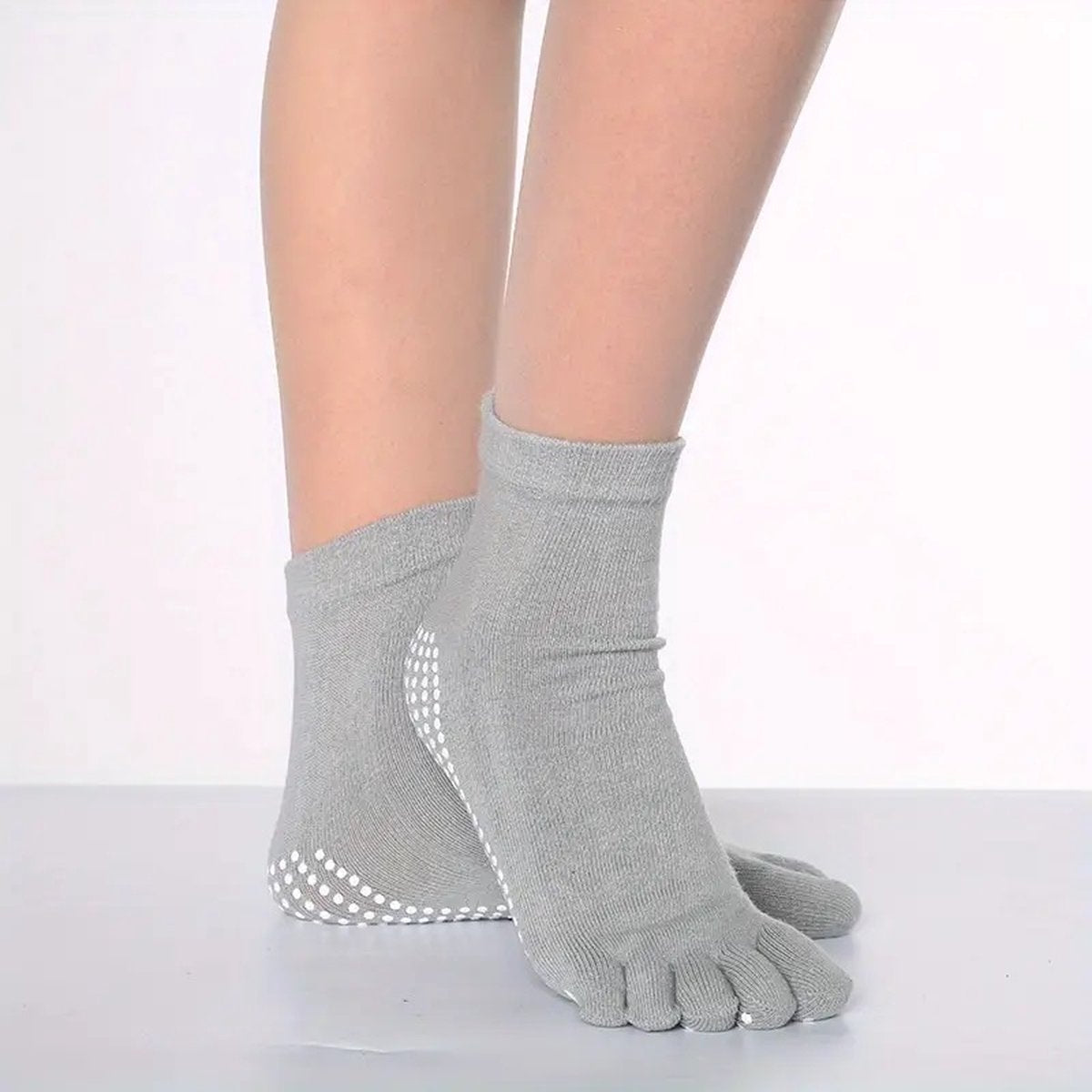 Full Toe Yoga Socks | Full Toe Yoga Sock | With Anti-Slip Bottom | Anti-Slip Socks | Pilates Socks | Size 36-40 | Grey
