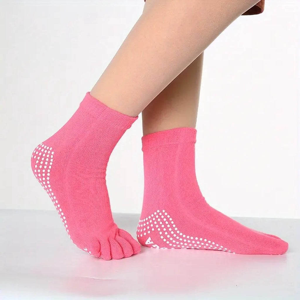 Full Toe Yoga Socks | Full Toe Yoga Sock | With Anti-Slip Bottom | Anti-Slip Socks | Pilates Socks | Size 36-40 | Pink