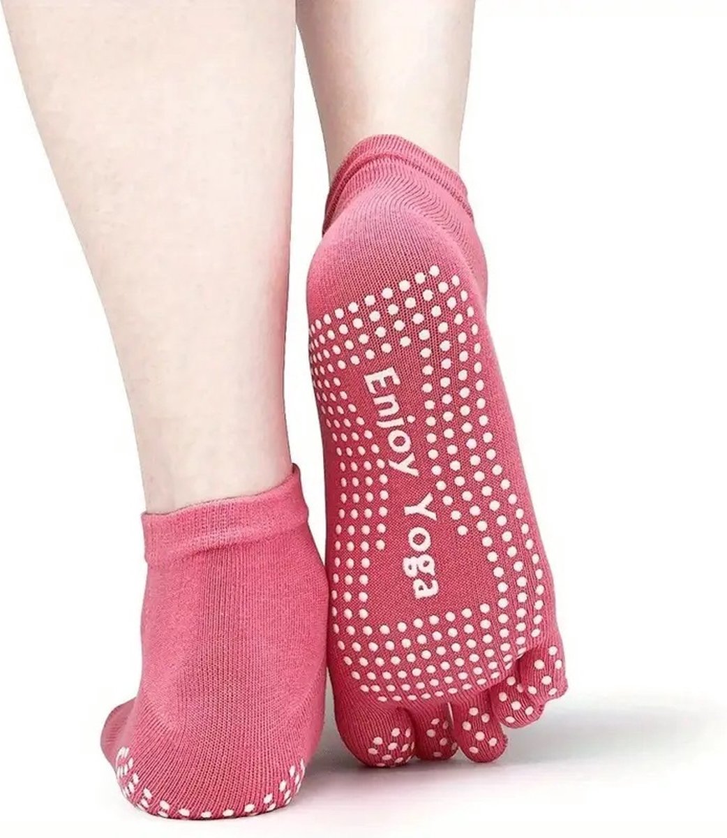 Full Toe Yoga Socks | Full Toe Yoga Sock | With Anti-Slip Bottom | Anti-Slip Socks | Pilates Socks | Size 36-40 | Pink