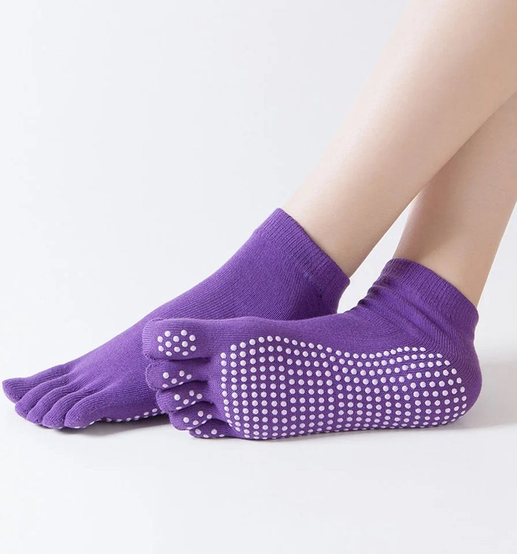 Full Toe Yoga Socks | Full Toe Yoga Sock | With Anti-Slip Bottom | Anti-Slip Socks | Pilates Socks | Size 36-40 | Purple