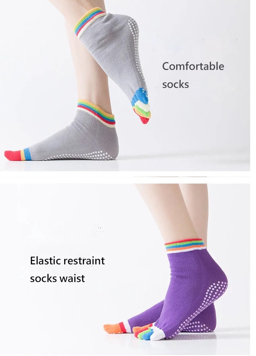 Full Toe Yoga Socks | Full Toe Yoga Sock | With Anti-Slip Bottom | Anti-Slip Socks | Pilates Socks | Size 36-40 | Purple