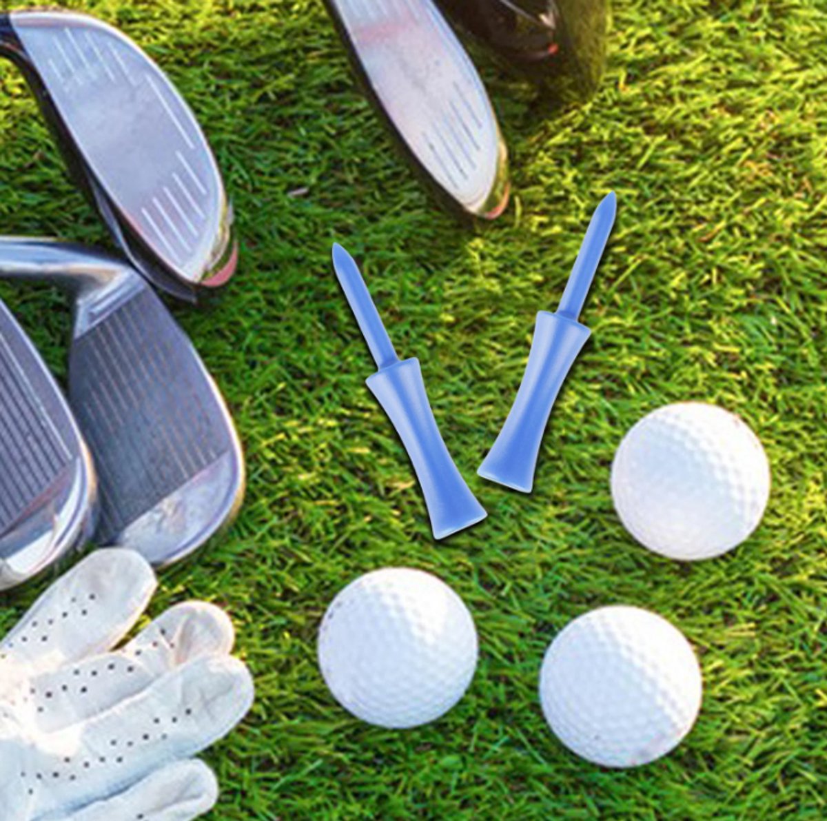 Plastic Golf Tees 100-piece – Blue, 68mm, random color – Golf accessories – Golf set – Golf tee