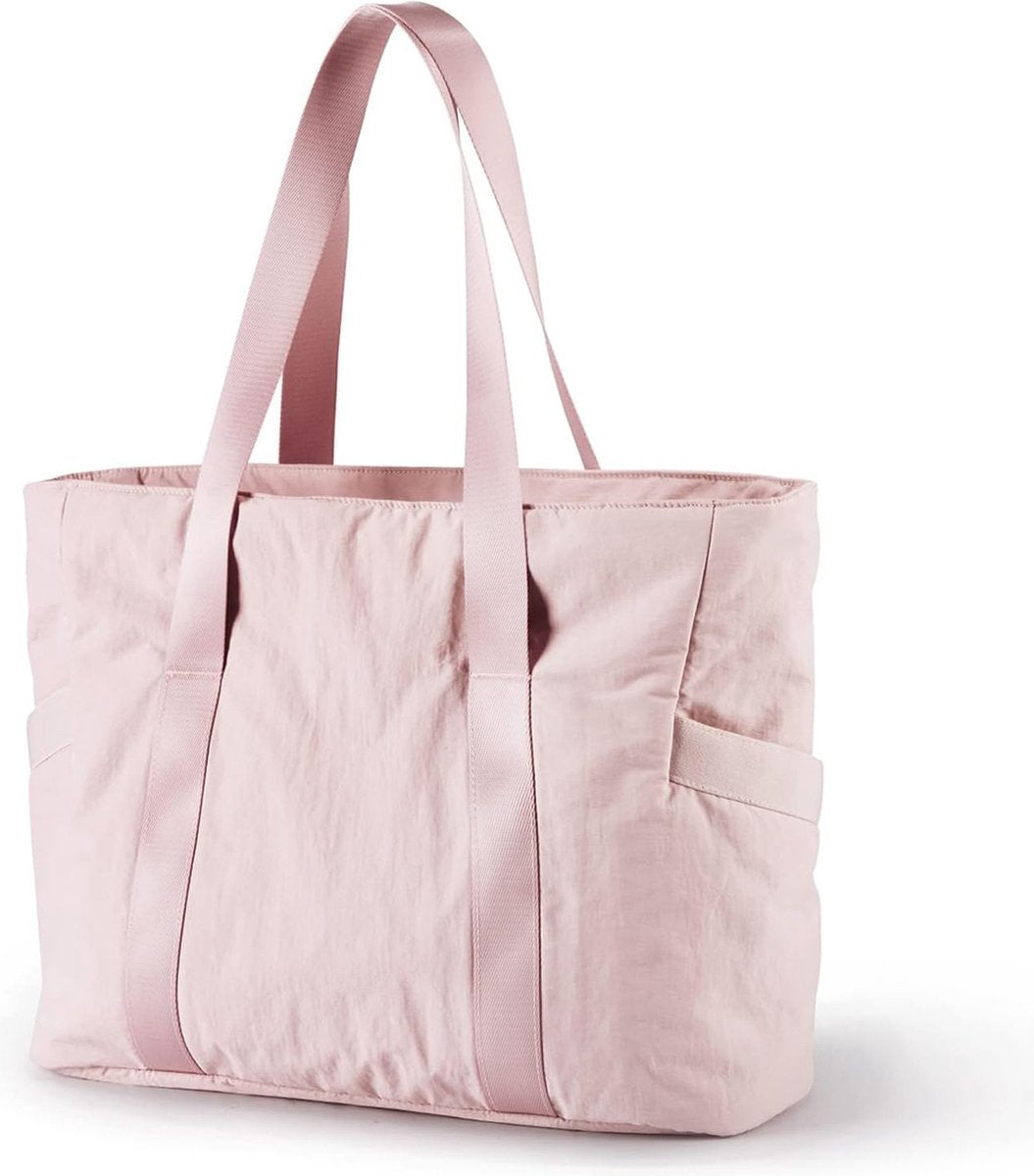 Women's Handbags - Women's Shopper Bag with Zipper - Large Shoulder Bag / Women's Handbag - School Bag - Shoulder Bag - Laptop Bag - Women's Bag - Handbag - Shopper - Weekend Bag - Shopping Bag - Beach Bag - Yoga / Fitness / Travel - Pink