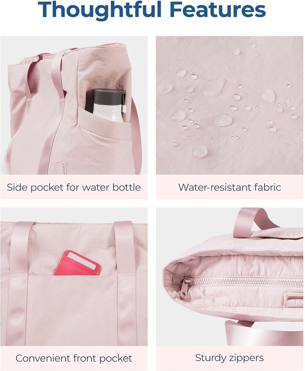 Women's Handbags - Women's Shopper Bag with Zipper - Large Shoulder Bag / Women's Handbag - School Bag - Shoulder Bag - Laptop Bag - Women's Bag - Handbag - Shopper - Weekend Bag - Shopping Bag - Beach Bag - Yoga / Fitness / Travel - Pink