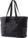 Women's Handbags - Women's Shopper Bag with Zipper - Large Shoulder Bag / Women's Handbag - School Bag - Shoulder Bag - Laptop Bag - Women's Bag - Handbag - Shopper - Weekend Bag - Shopping Bag - Beach Bag - Yoga / Fitness / Travel - Black