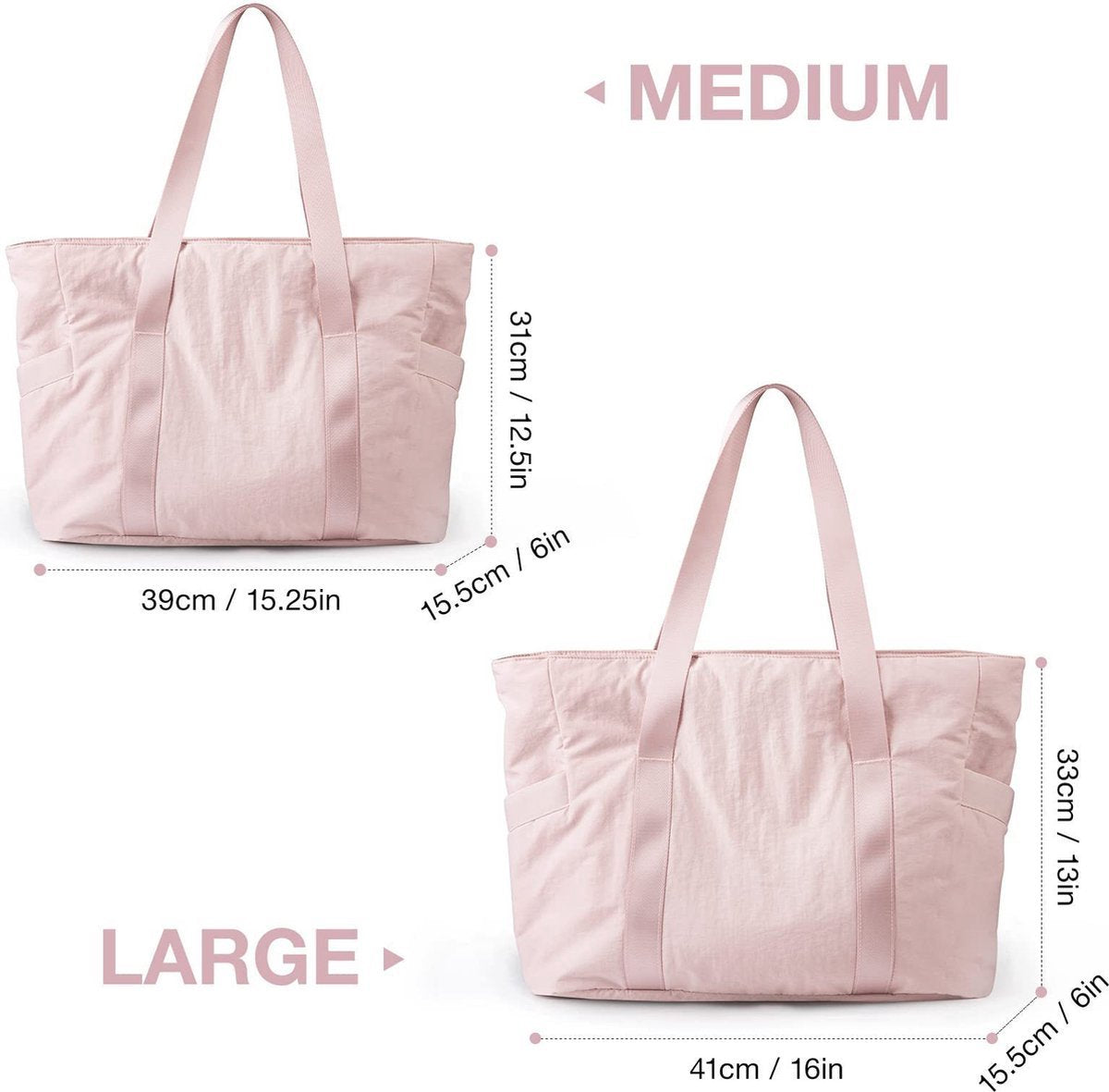 Women's Handbags - Women's Shopper Bag with Zipper - Large Shoulder Bag / Women's Handbag - School Bag - Shoulder Bag - Laptop Bag - Women's Bag - Handbag - Shopper - Weekend Bag - Shopping Bag - Beach Bag - Yoga / Fitness / Travel - Beige
