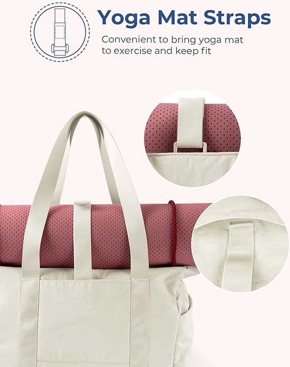 Women's Handbags - Women's Shopper Bag with Zipper - Large Shoulder Bag / Women's Handbag - School Bag - Shoulder Bag - Laptop Bag - Women's Bag - Handbag - Shopper - Weekend Bag - Shopping Bag - Beach Bag - Yoga / Fitness / Travel - Beige