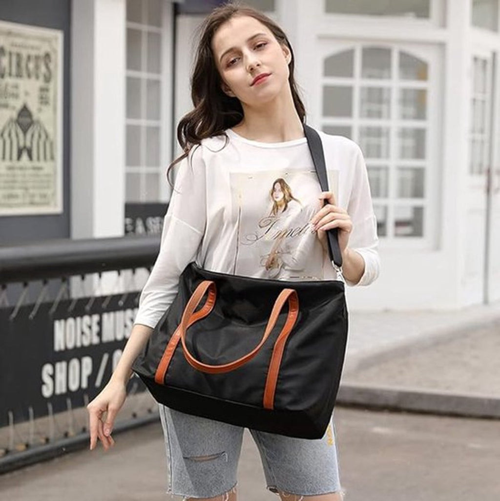 Women's Handbags - Women's Shopper Bag with Zipper - Shoulder Bag - School Bag - Handbag - Shopper - Grocery Bag - Laptop Bag - Weekend Bag - Beach Bag - Tote Bag - Work Bag - Detachable Shoulder Strap - Suitable for a 15.6 Inch Laptop - Gift - Black