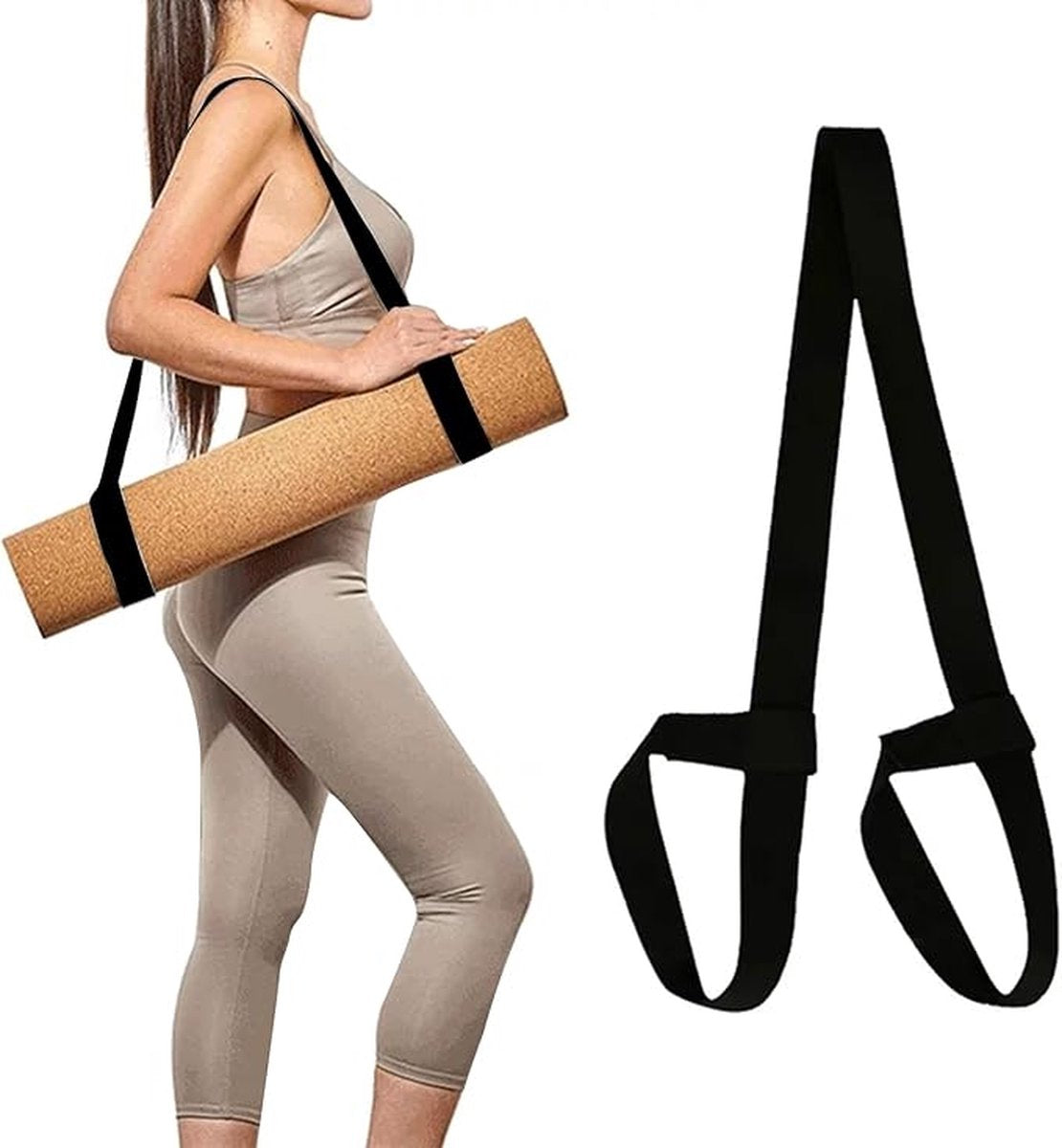 Yoga Strap - Yoga Belt - Yoga Strap - Carrying Strap - Strap For Yoga Mat - Yoga Mat Carrying Strap - Strap For Yoga Mat - For Extra Thick Mat -Workout Gear - For All Mats - Adjustable - Black