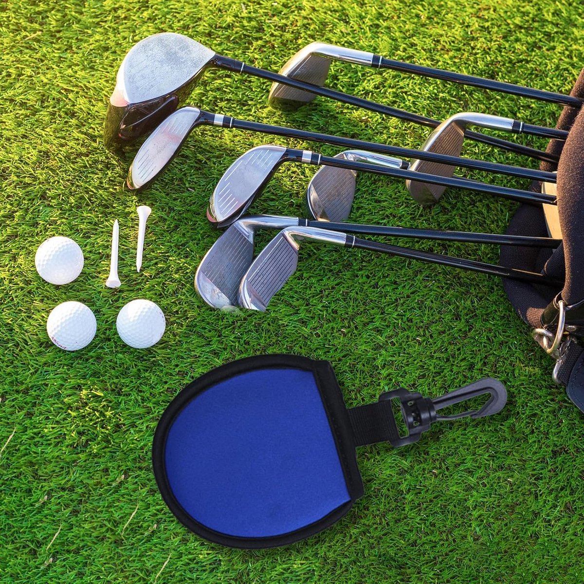 Golf Bag - Bag For Golf Balls - Golf Bag Storage Bag - Pocket-Sized Golf Ball Cleaner - Waist Bag For Golfers - With Hooks - For Golf Balls - For Water Bottle And Towel Holder - Blue