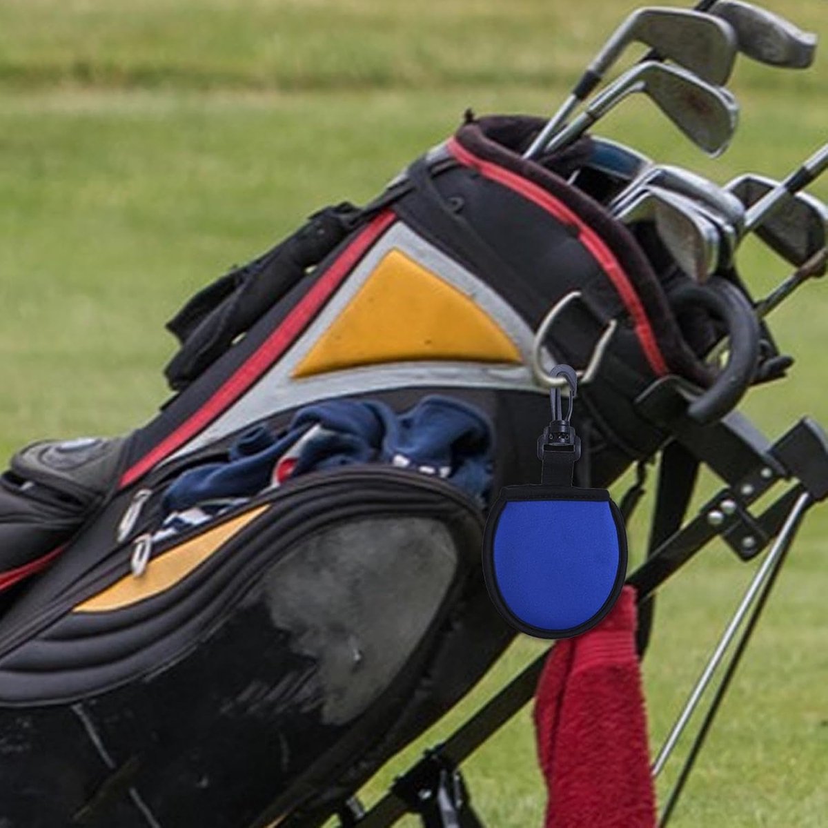 Golf Bag - Bag For Golf Balls - Golf Bag Storage Bag - Pocket-Sized Golf Ball Cleaner - Waist Bag For Golfers - With Hooks - For Golf Balls - For Water Bottle And Towel Holder - Blue