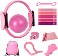 13-Piece Pilates Equipment Set for Women - Yoga & Fitness Set - Home Pilates Training Set - Home Gym Set - Exercise Bands - Resistance Band - Exercise Ball - Beginner Yoga Set with Pilates Ring, 24 cm Yoga Ball, 5 Resistance Bands, Magic Circle