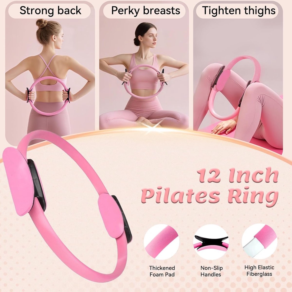 13-Piece Pilates Equipment Set for Women - Yoga & Fitness Set - Home Pilates Training Set - Home Gym Set - Exercise Bands - Resistance Band - Exercise Ball - Beginner Yoga Set with Pilates Ring, 24 cm Yoga Ball, 5 Resistance Bands, Magic Circle