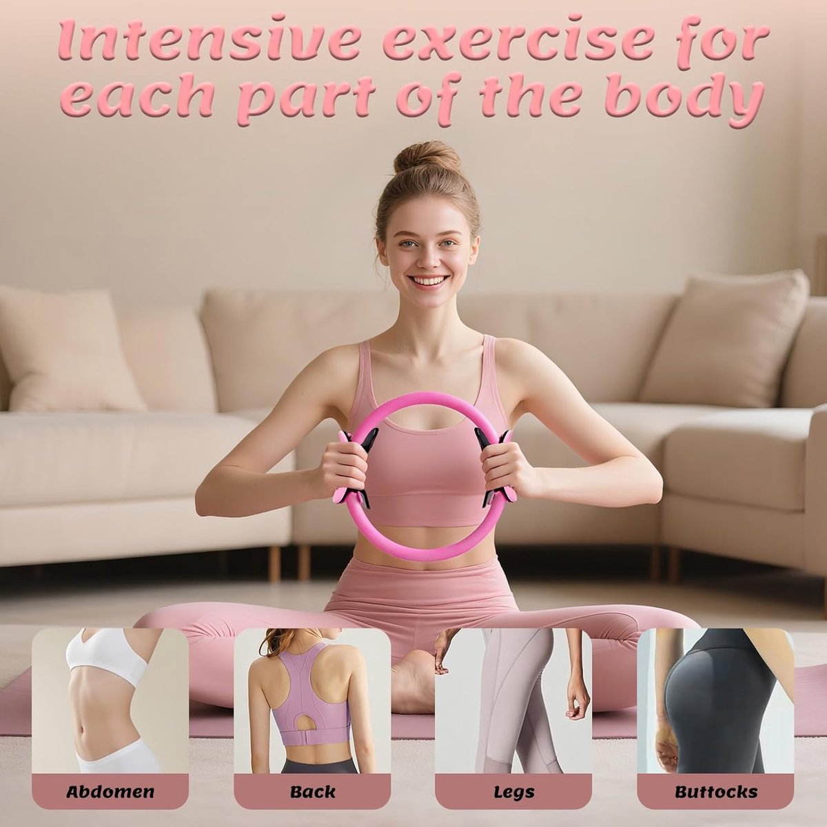 13-Piece Pilates Equipment Set for Women - Yoga & Fitness Set - Home Pilates Training Set - Home Gym Set - Exercise Bands - Resistance Band - Exercise Ball - Beginner Yoga Set with Pilates Ring, 24 cm Yoga Ball, 5 Resistance Bands, Magic Circle