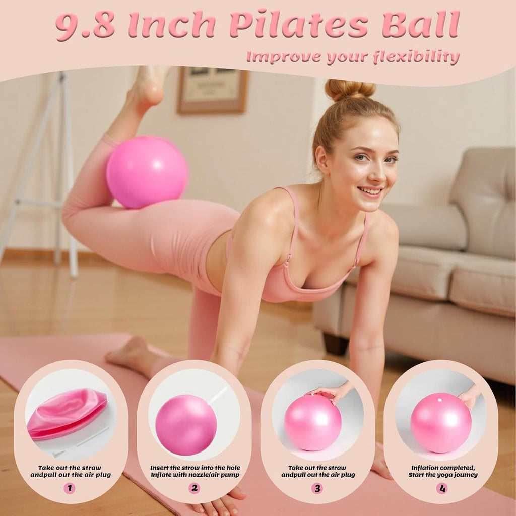 13-Piece Pilates Equipment Set for Women - Yoga & Fitness Set - Home Pilates Training Set - Home Gym Set - Exercise Bands - Resistance Band - Exercise Ball - Beginner Yoga Set with Pilates Ring, 24 cm Yoga Ball, 5 Resistance Bands, Magic Circle