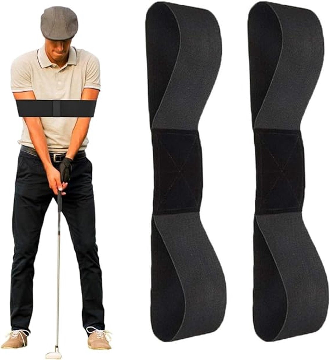 2 pieces - Golf Swing Training Band - golf swing training aids - golf swing trainer - golf training aids - golf accessories for beginners - for movement correction - for men, women and children - 35*7 cm - black