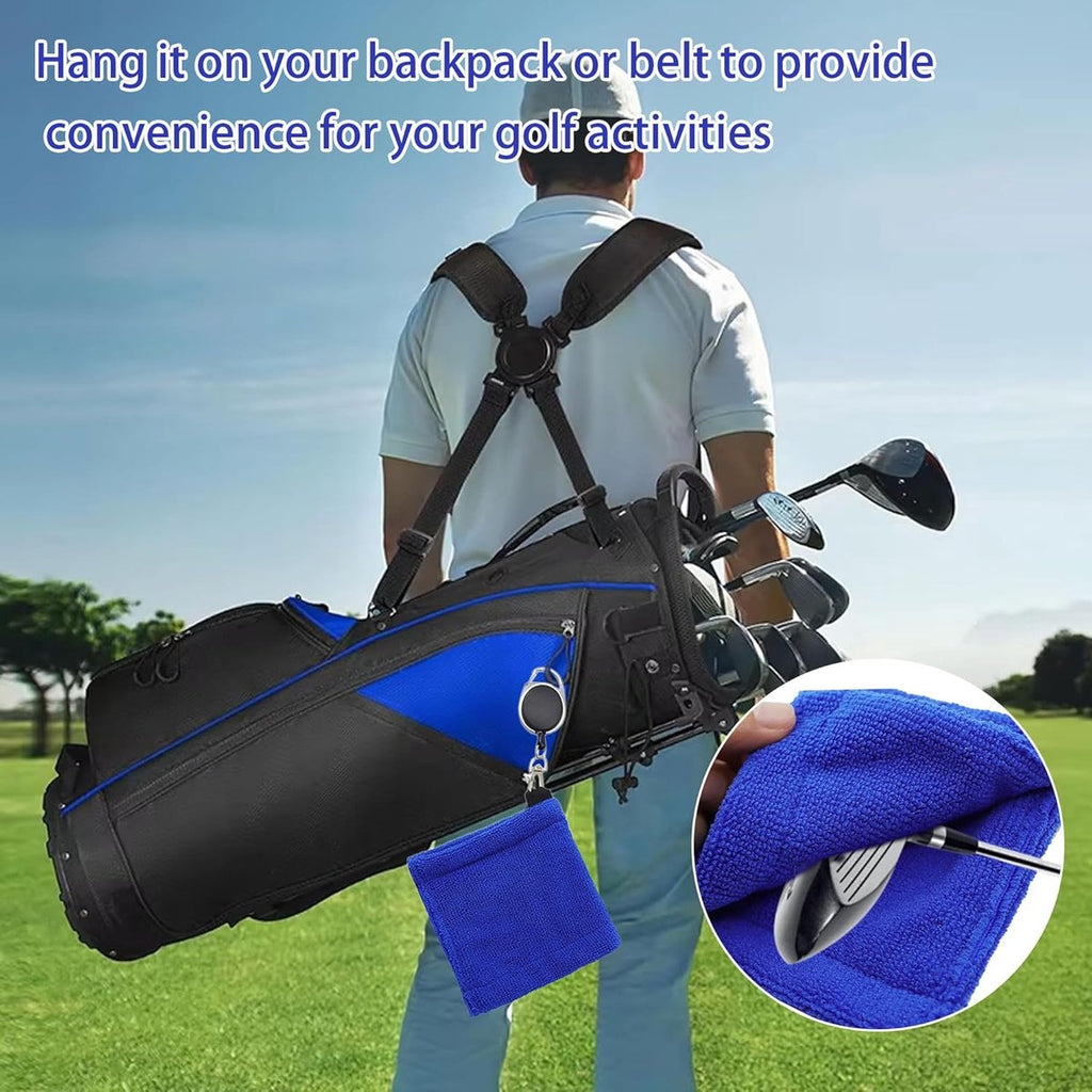 3 pieces - Golf Ball Towel - Golf Bag Amphibious Towels - with retractable buckle - Soft and delicate golf towel - Durable golf club cleaner - for fitness, outdoor sports - 12*12 cm - black, blue and grey