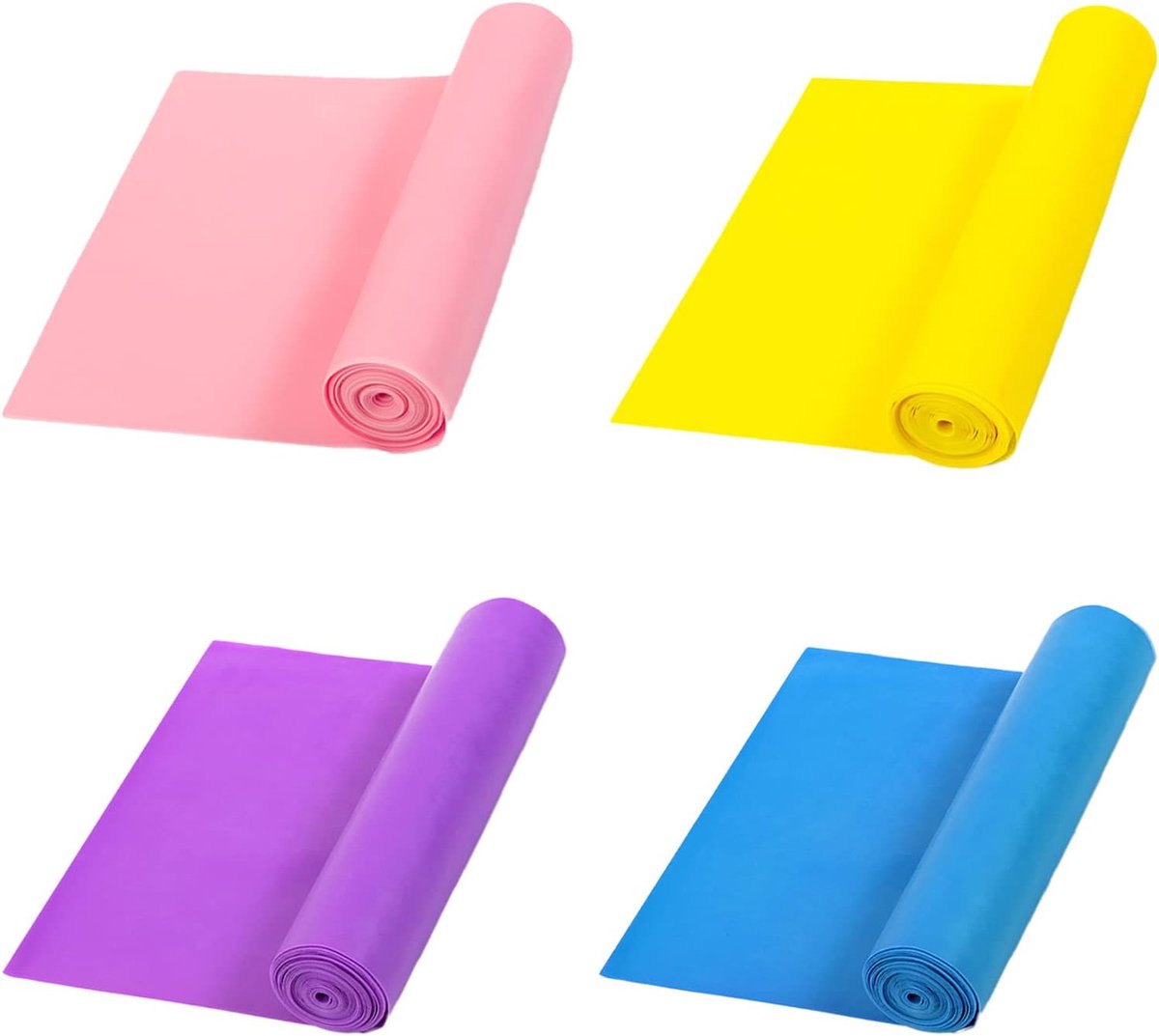 4 pieces - fitness resistance bands - yoga tension bands - elastic resistance bands - resistance bands - training bands - stretch band - exercise bands - strength training - yoga band - adjustable - for physiotherapy, yoga and pilates - 150*15 cm