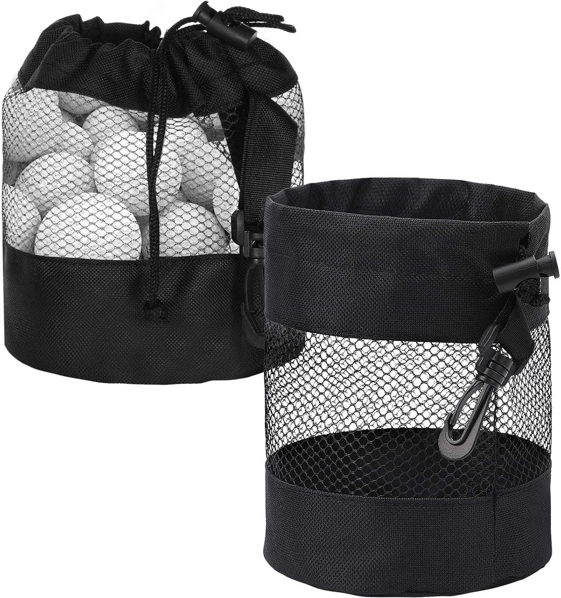 pieces - 14*14*16.5 cm - golf ball storage bag - golf bag - nylon mesh ball bag - with drawstring - golf ball sack - golf storage - mesh bags for golf accessories - black