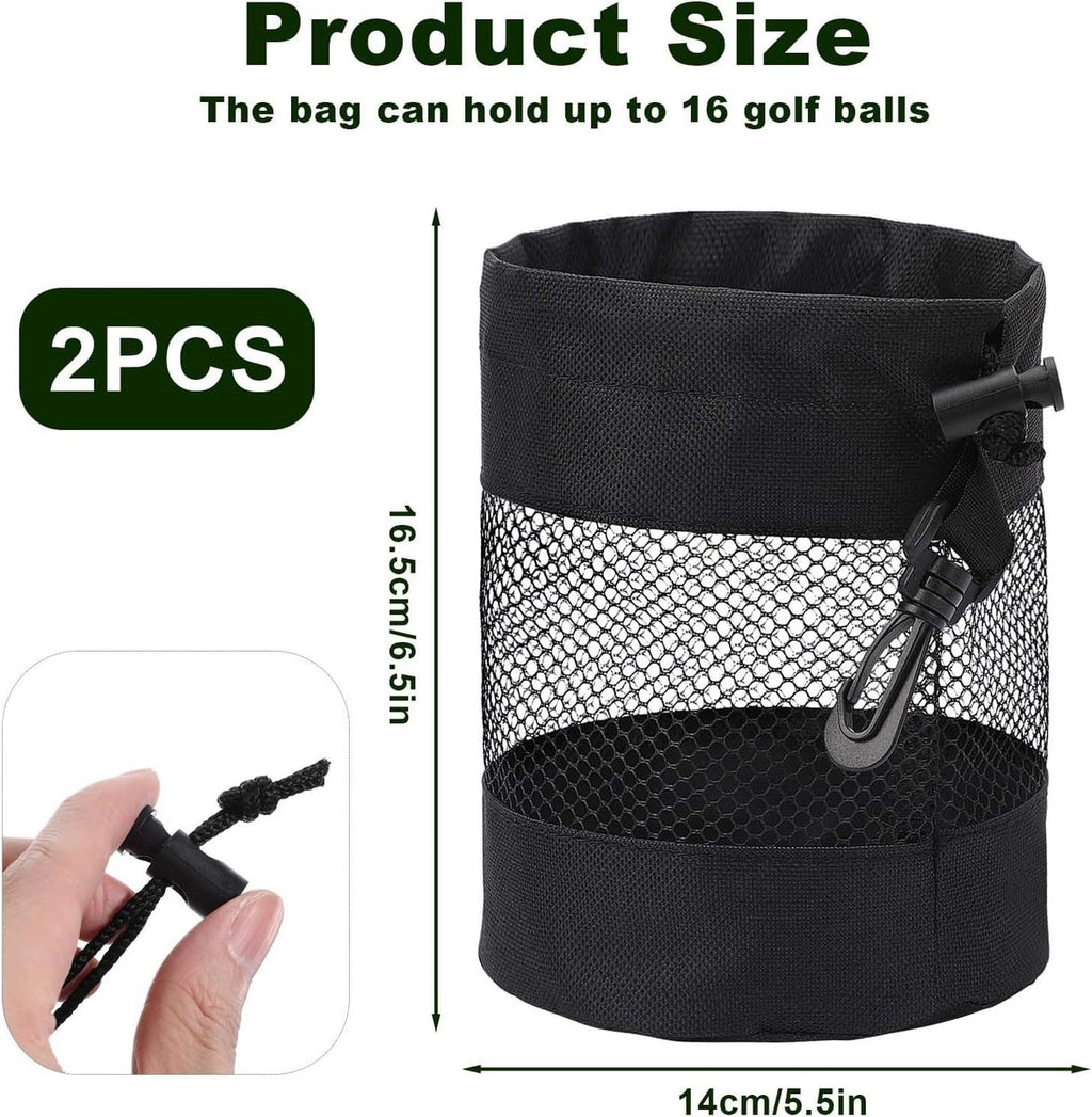 pieces - 14*14*16.5 cm - golf ball storage bag - golf bag - nylon mesh ball bag - with drawstring - golf ball sack - golf storage - mesh bags for golf accessories - black