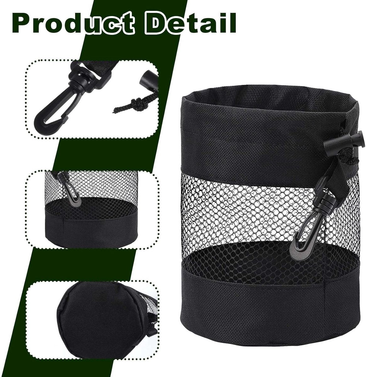 pieces - 14*14*16.5 cm - golf ball storage bag - golf bag - nylon mesh ball bag - with drawstring - golf ball sack - golf storage - mesh bags for golf accessories - black