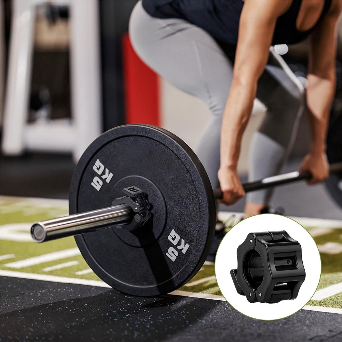 Barbell Clips - 2 Pieces - Barbell Lock - Ø28 mm - Dumbbell Clips - Barbell Clamp - Barbell Lock - Barbell Lock Jaw - For Bars, Dumbbells, Barbells Gym Equipment - Black